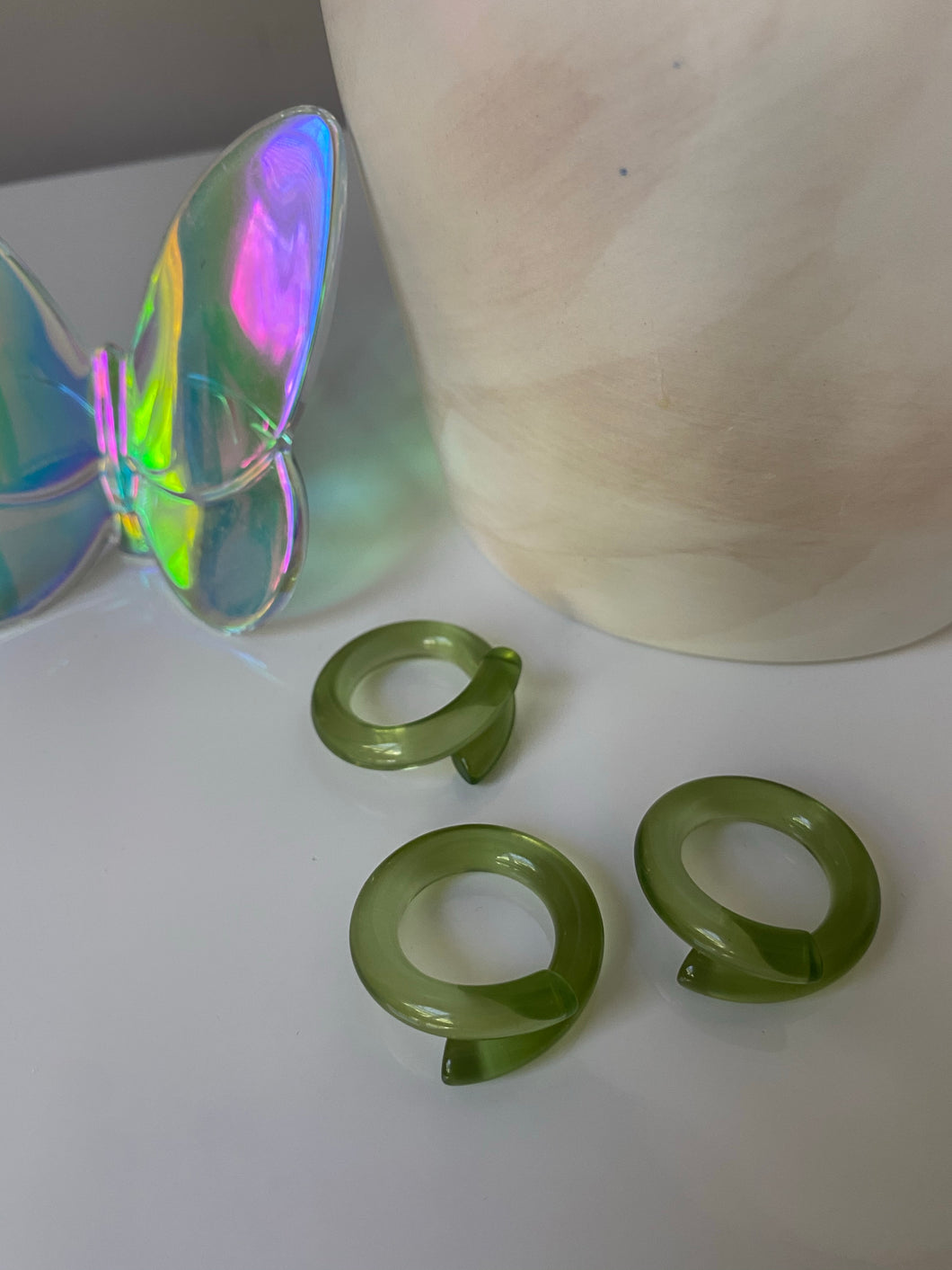 Foggy Green Swirl Acrylic Ring